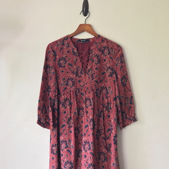 Madewell Laceup Assam Floral Dress - S - Picture 2 of 8